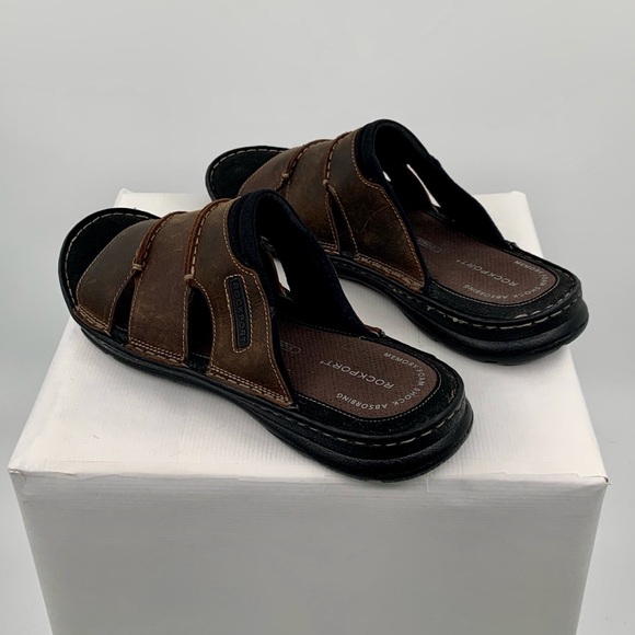 NWOT Rockport Men’s Darwyn Brown Slide Sandals Shoes, Size 10.5 - Picture 5 of 11